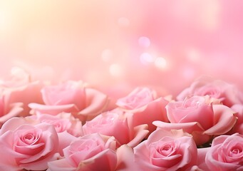 pink roses background with bokeh effect, valentine's day