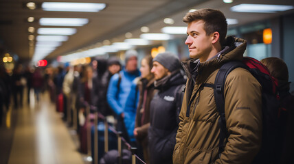 Obraz premium public travel concept people wait at airport or bus train station