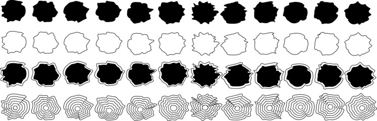 Abstract fluid blob shapes vector set. Collection line forms for design and paint liquid black blotch shapes. Organic amoeba blob shape in modern style
