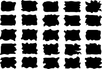 Drop shape vector set. Monochrome collection of organic abstract elements. Ink blot simple silhouette. Black and white minimal shapes on a transparent background