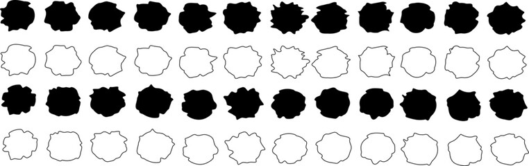 Abstract fluid blob shapes vector set. Collection line forms for design and paint liquid black blotch shapes. Organic amoeba blob shape in modern style