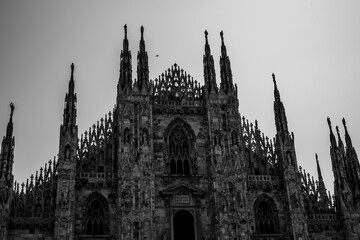 Fototapeta premium Milan Italy, Milano Duomo Cathedral with nobody skyline no place
