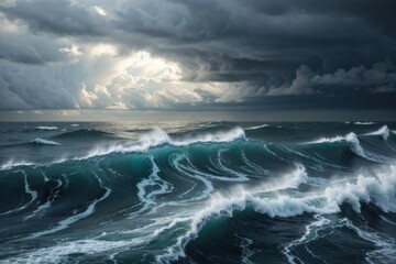 Obraz premium Tempestuous Ocean: Furious Storm at Sea