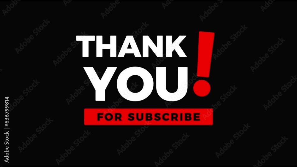 Poster thank you for subscribe with smooth text animation dark background