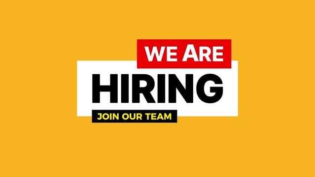 We are hiring join to team label on yellow background