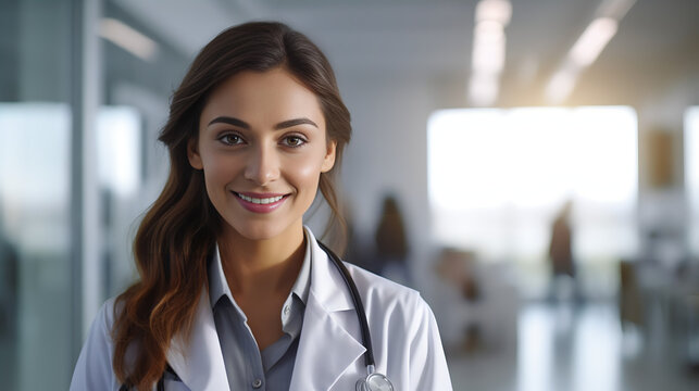 Docteure en blouse blanche avec stéthoscope à l'hôpital