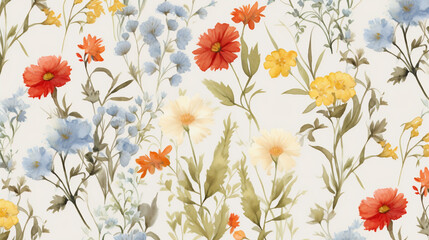 watercolor floral wallpaper in a bright colours - generative AI