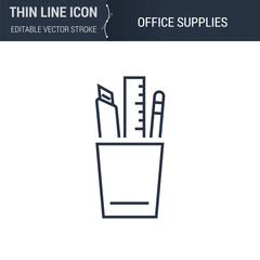 Office Supplies Icon - Thin Line Business Symbol. Perfect for Web Design. High-Quality Outline Vector Concept. Premium, Minimalist, Elegant Logo.