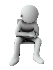 椅子に座り、ぼんやりと横に視線向ける人物