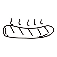 Grilled Sausage doodle vector icon element 