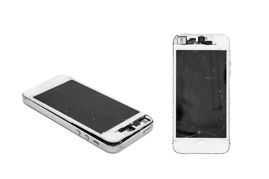 old broken iPhone 4 (SE), isolated