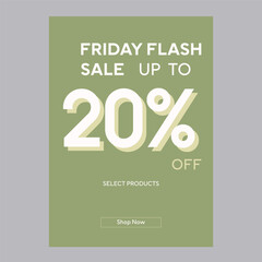 Friday flash 20% off discount promotion poster