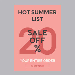 Hot summer list sale 20% off discount promotion poster 