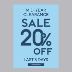 Mid year clearance sale 20% off discount promotion poster