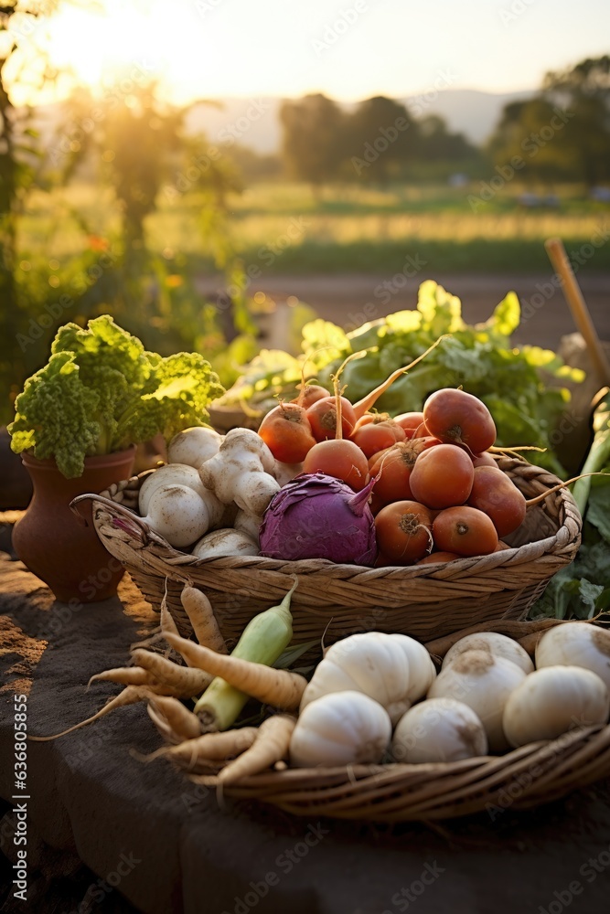 Aufkleber a table topped with lots of different types of vegetables. generative ai.
