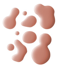 Nude nail polish composition, drops of texture isolated on white background. Cosmetic creme product...