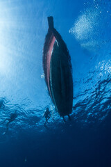 scuba diving boat from bottom at clear water  © damianalmua