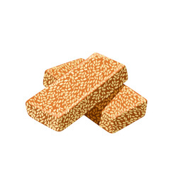 Vector illustration, Gajjak, also called Tilsakri, Tilpatti, or Tilpapdi, indian sweet made from sesame seeds or peanuts and jaggery, isolated on white background.