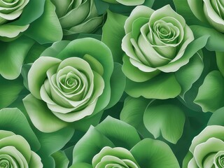 beautiful green roses seamless pattern 