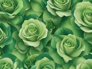 beautiful green roses seamless pattern 