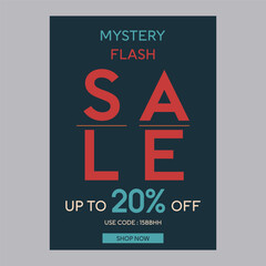 Mystery flash sale 20% off discount promotion poster