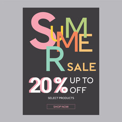 Summer sale 20% off discount promotion poster
