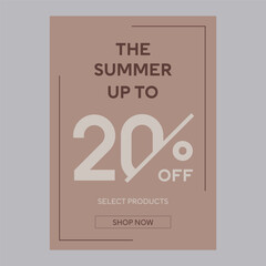 The summer up to sale 20% off discount promotion poster