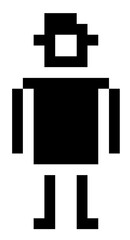 Pixelated person. Simple icon. Flat design. Isolated Symbol. Transparent background.