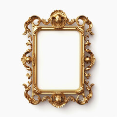 Gold ancient frame on white background.
