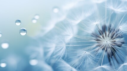 Photo of a dew-covered dandelion in macro detail