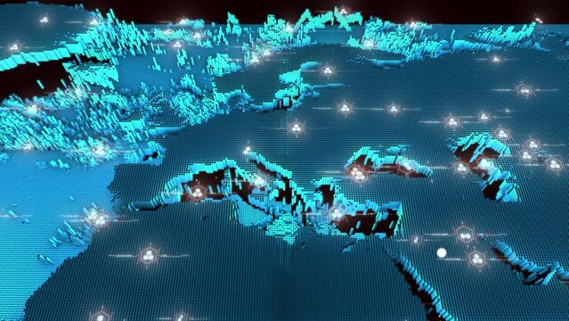 Europe HUD UI Map With Dots Animation