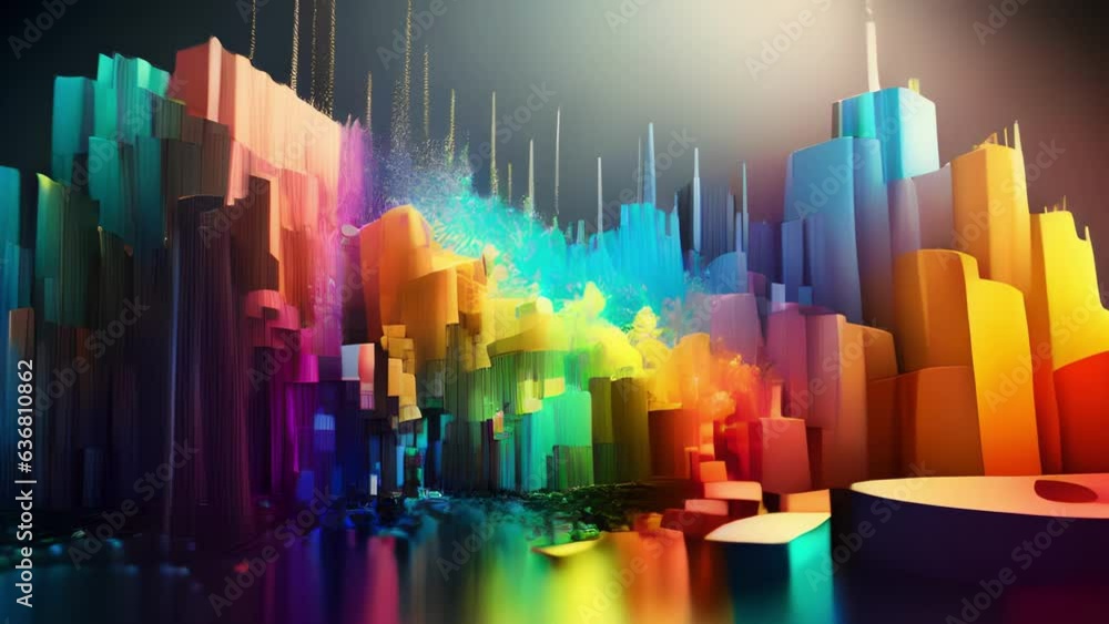 Poster color blocks melting and sliding down the screen in a mesmerizing array of hues resembling a multico