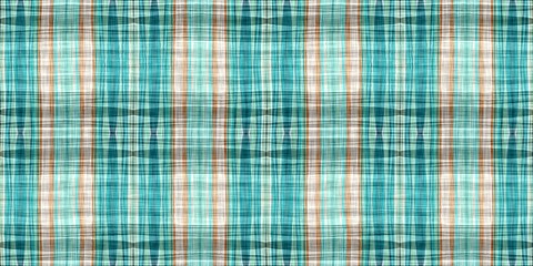 Teal rustic coastal beach house border check fabric tile. Seamless sailor flannel edging trim textile. Gingham blur rustic banner ribbon endless tape.