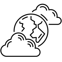 Earth Cloud Outline Icon