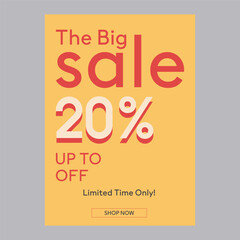 The big sale 20% off discount promotion poster