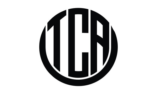 TCA shield in circle logo design vector template. lettermrk, wordmark, monogram symbol on white background.