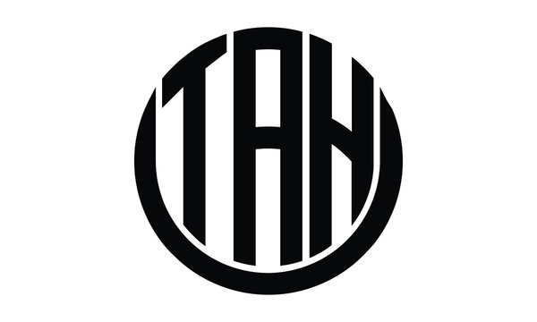 TAH shield in circle logo design vector template. lettermrk, wordmark, monogram symbol on white background.
