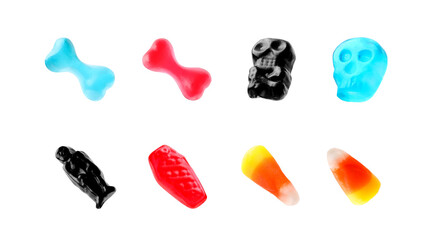 Set of chewy candies for Halloween isolated on white