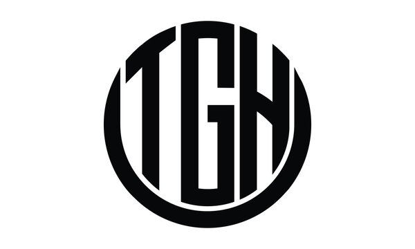 TGH shield in circle logo design vector template. lettermrk, wordmark, monogram symbol on white background.