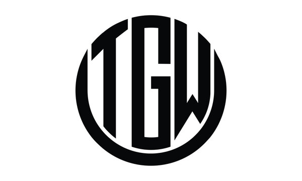 TGW shield in circle logo design vector template. lettermrk, wordmark, monogram symbol on white background.