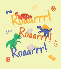Fototapeta premium Dinosaur Vector. Cute dinosaur vectors, roar, pattern. Tshirt design