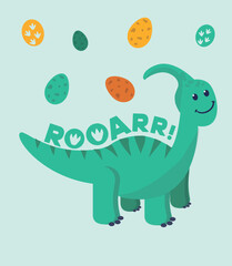 Dinosaur Vector. Cute dinosaur vectors, roar, pattern. Tshirt design