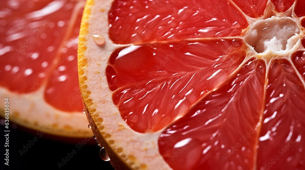 Poster Generative AI : Fresh Grapefruit with water droplets isolated on white background with clipping path