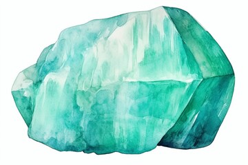 Fototapeta premium Generative AI : watercolor Bright Amazonite natural stone bracelet isolated