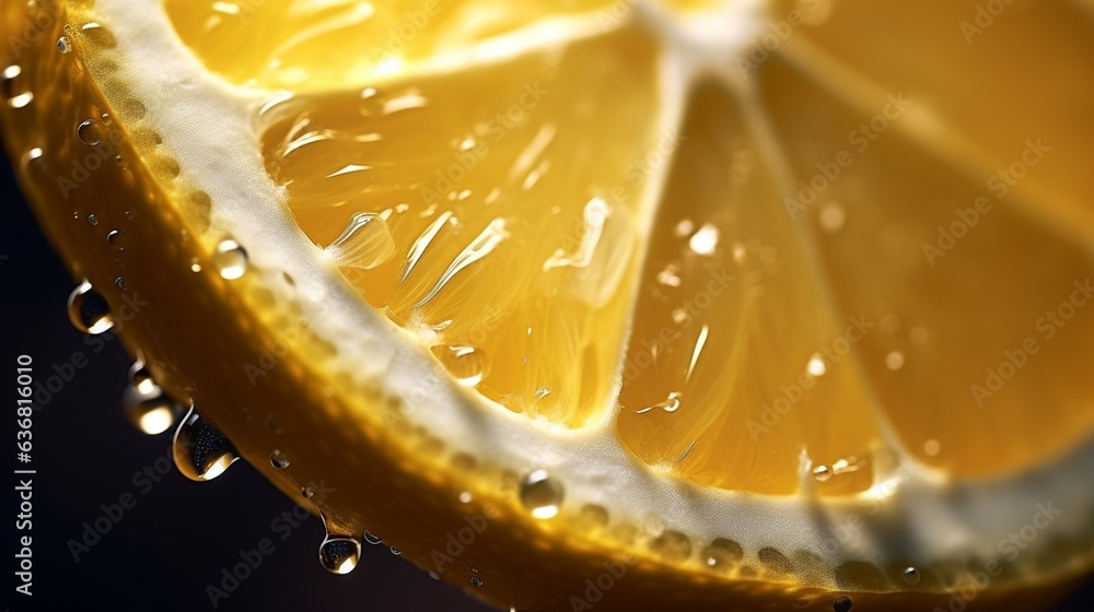 Poster Generative AI : Fresh Lemon fruit with water droplets isolated on white background with clipping path
