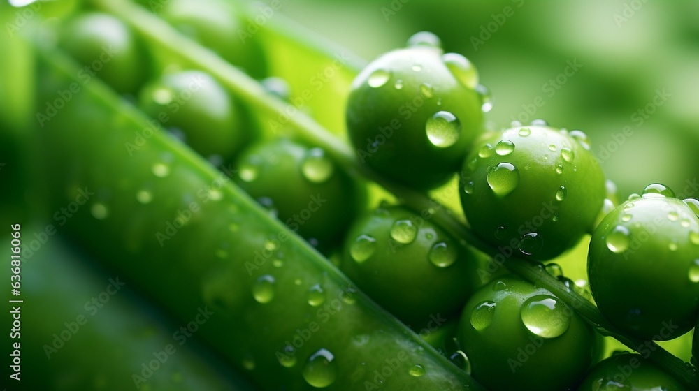Poster generative ai : green pea vegetable bean isolated on white background