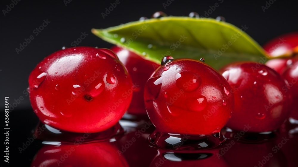 Poster Generative AI : Fresh Cranberry fruit with water droplets isolated on white background with clipping path