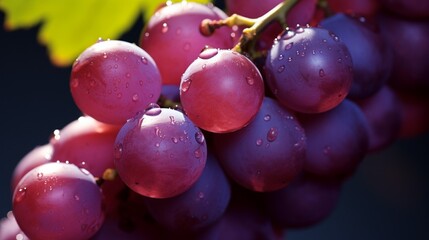 Generative AI : Fresh Grapes fruit with water droplets isolated on white background with clipping path