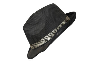 natural black felt hat wide-brimmed hat isolated on white background cowboy head protection