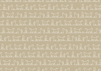 猫ヒエログリフ風一筆書き（シームレス）